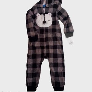 Carter's Bear Buffalo Check Hooded Jumpsuit Sz.18M